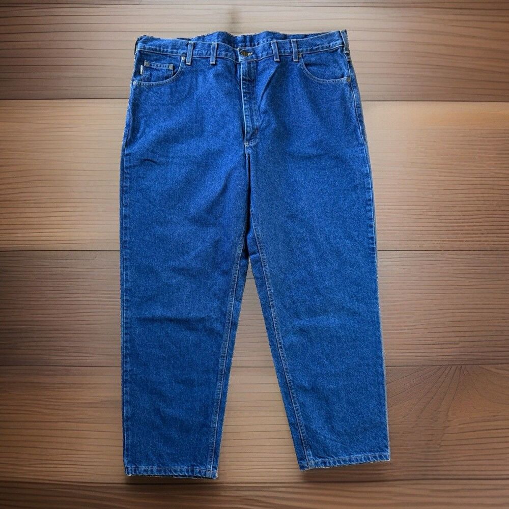 🔥NEW Carhartt WORK 💯 Cotton Wear Jeans Men's 46x30 Blue NWT- Stained B17 DST